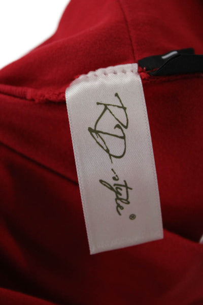 RD Womens Red Mock Neck Long Sleeve Top 92% Polyester 8% Spandex Size L