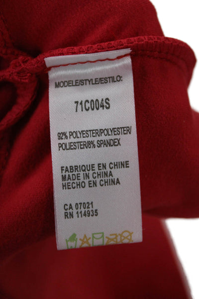 RD Womens Red Mock Neck Long Sleeve Top 92% Polyester 8% Spandex Size L