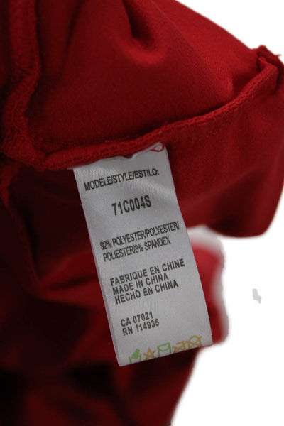 RD Style Womens Red Mock Neck Long Sleeve Basic Top Button Closure Size M