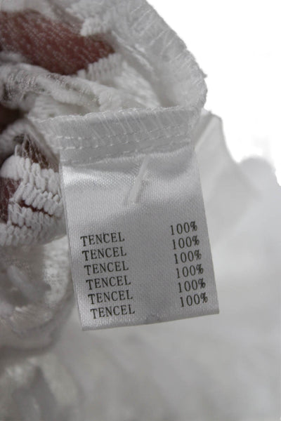 Sweewe Women White Herringbone Collared Sleeveless Button-Up Top Size M