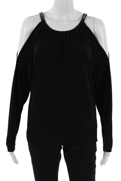 Michael Michael Kors Womens Black Long Sleeve Buckle Blouse Size S