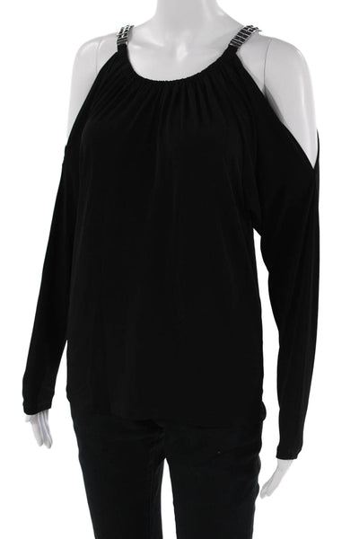 Michael Michael Kors Womens Black Long Sleeve Buckle Blouse Size S