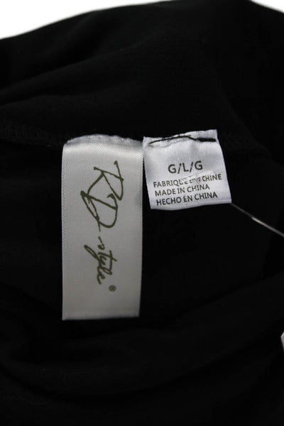 RD Womens Basic Mock Neck Long Sleeve Top Black 100% Cotton Size L