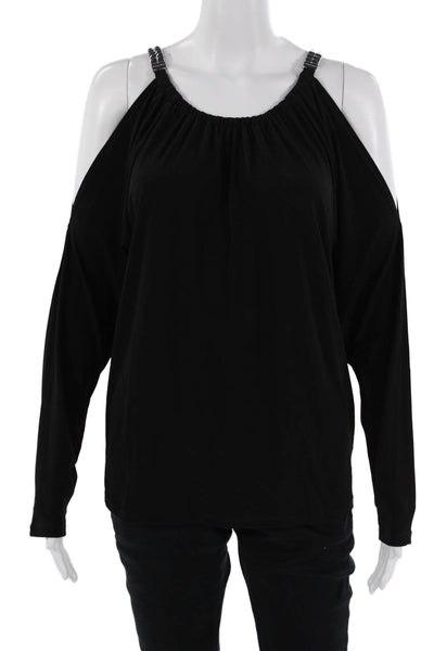 Michael Michael Kors Women Black Long Sleeve Designer Blouse Size M