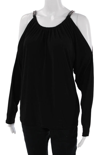 Michael Michael Kors Women Black Long Sleeve Designer Blouse Size M