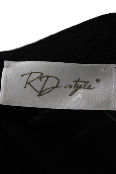 RD Womens Basic T Shirt Black Short Sleeve Round Neck Size L