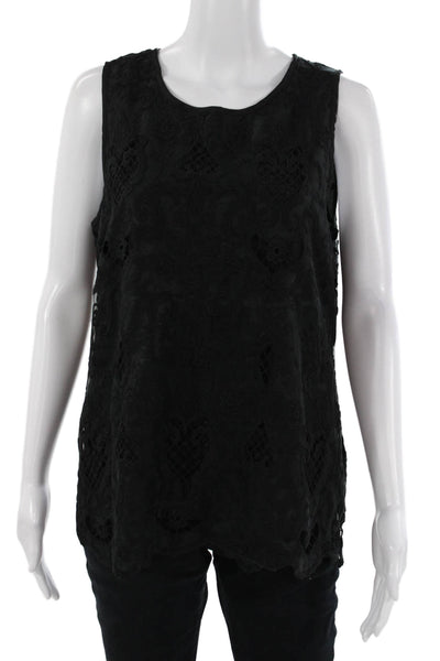 Darling Women Black Sleeveless Round Neck Tank Top Heart Polyester Size 12