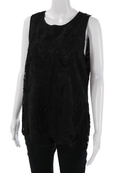 Darling Women Black Sleeveless Round Neck Tank Top Heart Polyester Size 12