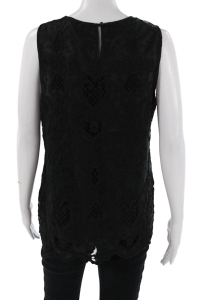 Darling Women Black Sleeveless Round Neck Tank Top Heart Polyester Size 12