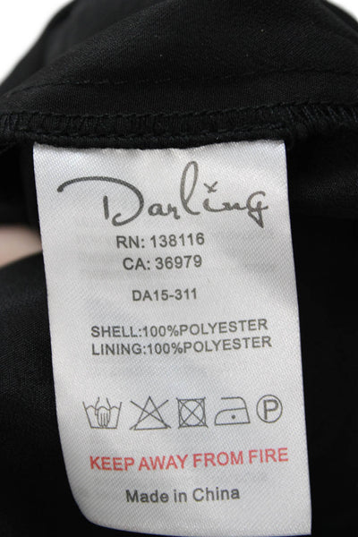 Darling Women Black Sleeveless Round Neck Tank Top Heart Polyester Size 12