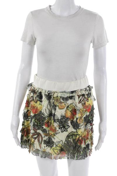 Lavand Women Mini Pettiskirt Black Floral Polyester Size M