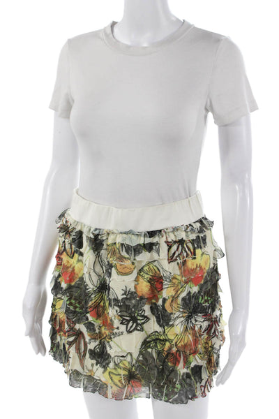 Lavand Women Mini Pettiskirt Black Floral Polyester Size M