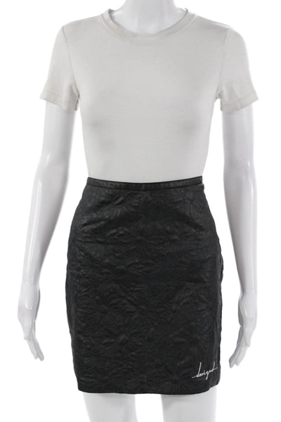 Desigual Women Mini Straight Pencil Skirt Black Floral Polyester Size 6