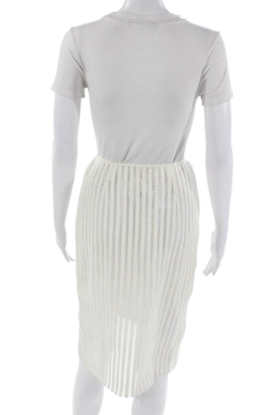 Sweewe Womens Straight Pencil Skirt White Striped Polyester Knee Length Size M