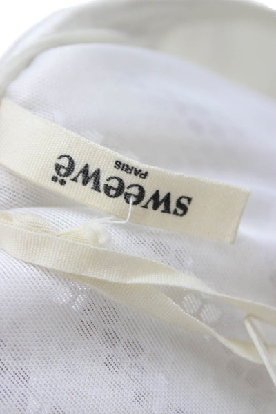 Sweewe Womens Straight Pencil Skirt White Striped Polyester Knee Length Size M