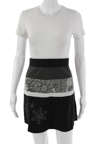 Desigual Women A-Line Mini Floral Polyester Skirt Size L