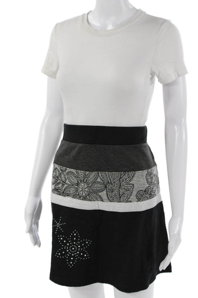 Desigual Women A-Line Mini Floral Polyester Skirt Size L