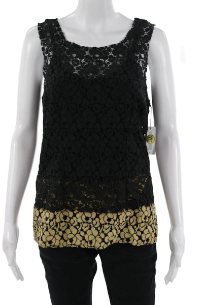 Velvet by Graham & Spencer Womens Black Floral Square Neck Tank Top Size M