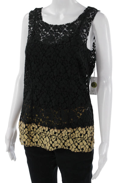 Velvet by Graham & Spencer Womens Black Floral Square Neck Tank Top Size M