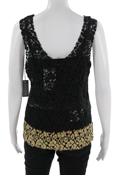 Velvet by Graham & Spencer Womens Black Floral Square Neck Tank Top Size M