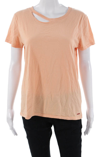 Philanthropy Womens Orange Basic Crew Neck Cotton Short Sleeve T-Shirt Size S