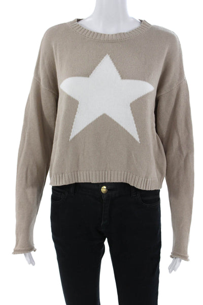 Z Supply Unisex Beige Cotton Crew Neck Pullover Sweater Long Sleeve Size XS