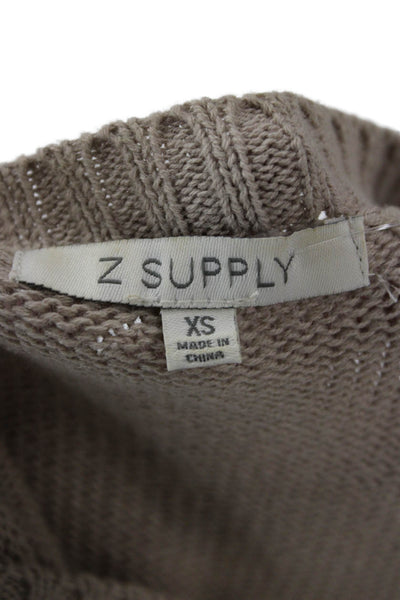Z Supply Unisex Beige Cotton Crew Neck Pullover Sweater Long Sleeve Size XS
