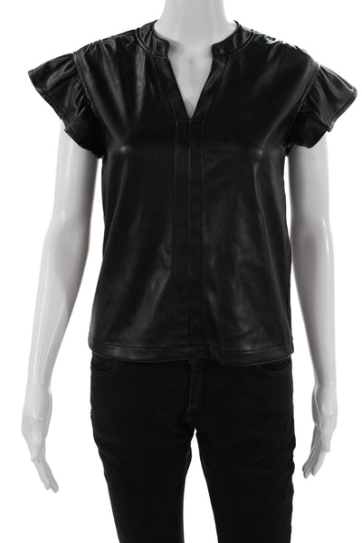 Dolce Cabo Womens V-Neck Sleeveless Black Biker Blouse Size XS