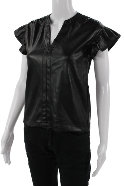 Dolce Cabo Womens V-Neck Sleeveless Black Biker Blouse Size XS