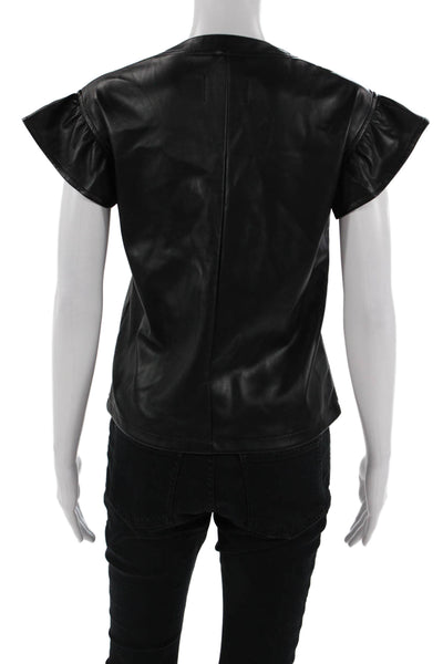 Dolce Cabo Womens V-Neck Sleeveless Black Biker Blouse Size XS