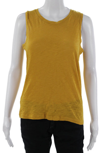 Goldie Womens Pima Cotton Sleeveless Tank Round Neck Yellow Size S