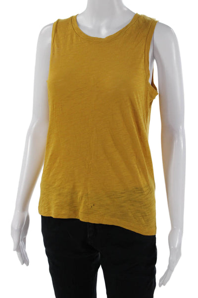 Goldie Womens Pima Cotton Sleeveless Tank Round Neck Yellow Size S