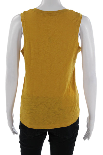Goldie Womens Pima Cotton Sleeveless Tank Round Neck Yellow Size S