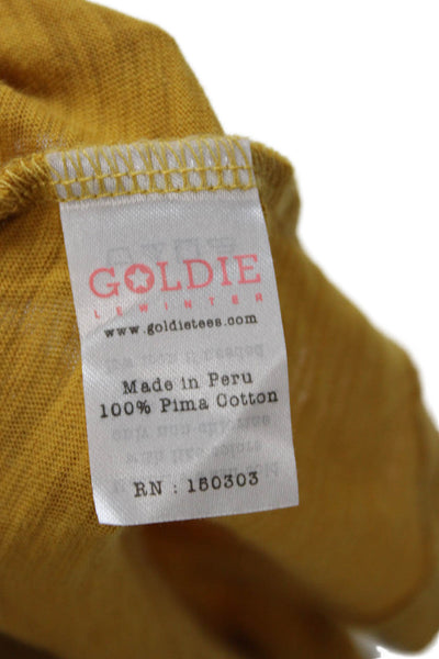 Goldie Womens Pima Cotton Sleeveless Tank Round Neck Yellow Size S