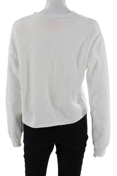 Supermrkt Women Pullover Sweatshirt White Graphic Crew Neck Long Sleeve Size S