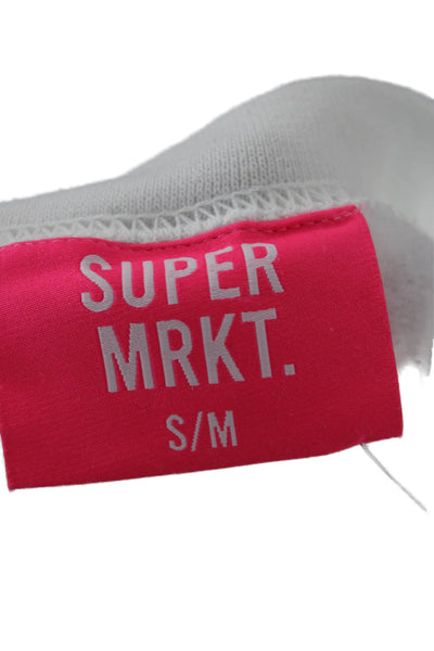 Supermrkt Women Pullover Sweatshirt White Graphic Crew Neck Long Sleeve Size S