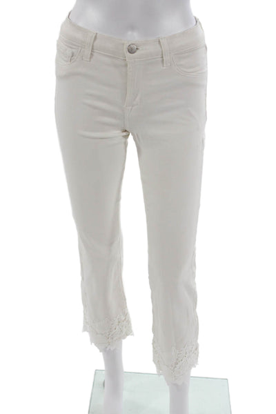 J Brand Womens Cropped Ankle Mid Rise Jeans White Button Fly Size 25