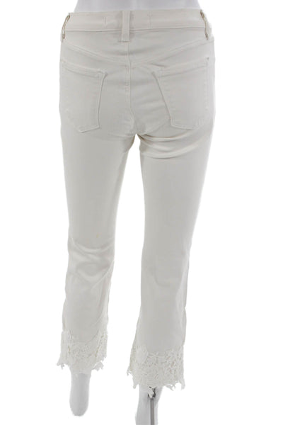 J Brand Womens Cropped Ankle Mid Rise Jeans White Button Fly Size 25