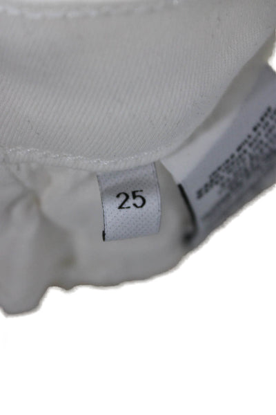 J Brand Womens Cropped Ankle Mid Rise Jeans White Button Fly Size 25