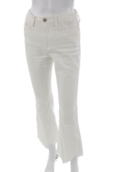 Vervet Womens Cropped Flared White Jeans Mid Rise Button Size 25