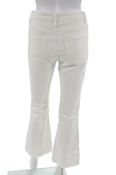 Vervet Womens Cropped Flared White Jeans Mid Rise Button Size 25