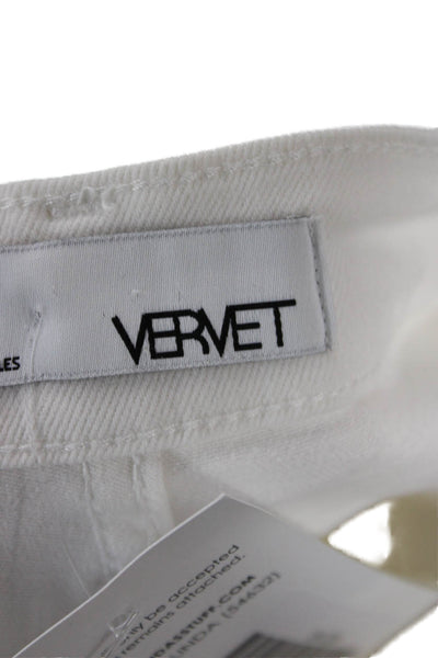 Vervet Womens Cropped Flared White Jeans Mid Rise Button Size 25