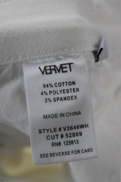 Vervet Womens Cropped Flared White Jeans Mid Rise Button Size 25