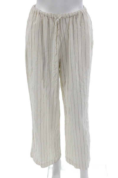 Robertson + Rodeo Women White Striped Rayon Nylon Drawstring Sweatpants Size S