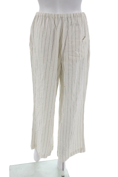 Robertson + Rodeo Women White Striped Rayon Nylon Drawstring Sweatpants Size S