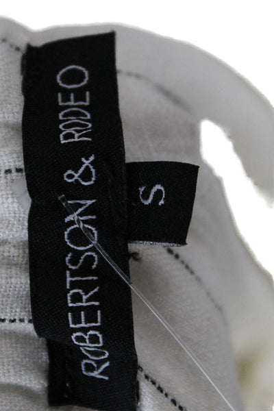 Robertson + Rodeo Women White Striped Rayon Nylon Drawstring Sweatpants Size S