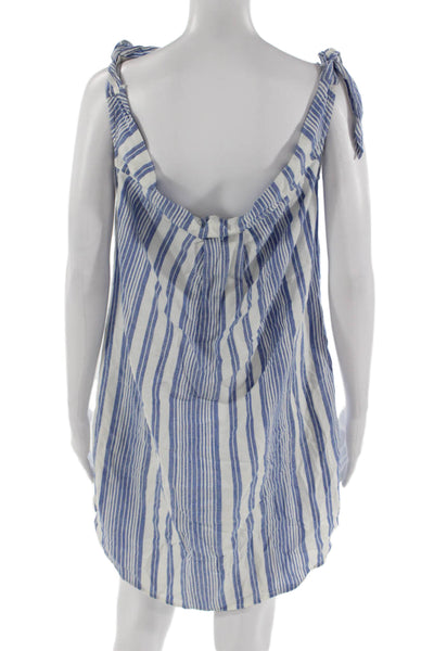 Bella Dahl Womens Striped Shirt Dress Blue Sleeveless Button Short Size XS