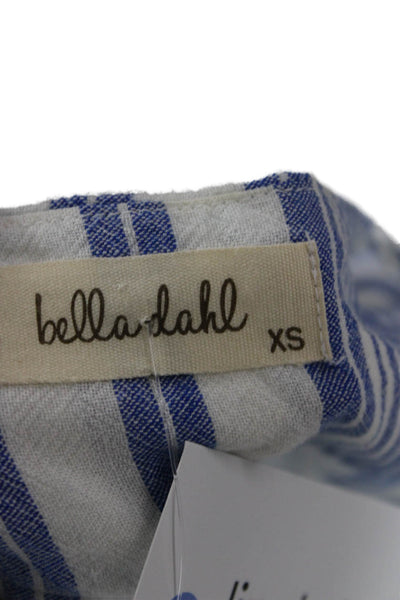 Bella Dahl Womens Striped Shirt Dress Blue Sleeveless Button Short Size XS
