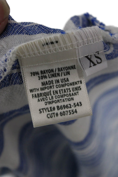 Bella Dahl Womens Striped Shirt Dress Blue Sleeveless Button Short Size XS