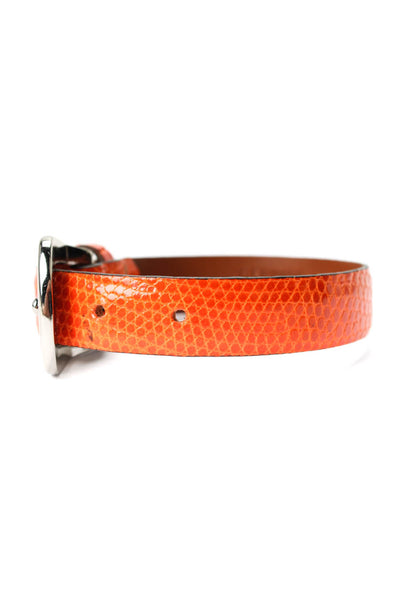 Tardini Unisex Adults Thin Genuine Lizard Buckle Bracelet 8" Orange